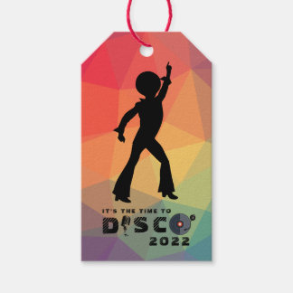 Disco-dansvloer retro multicolor viering cadeaulabel