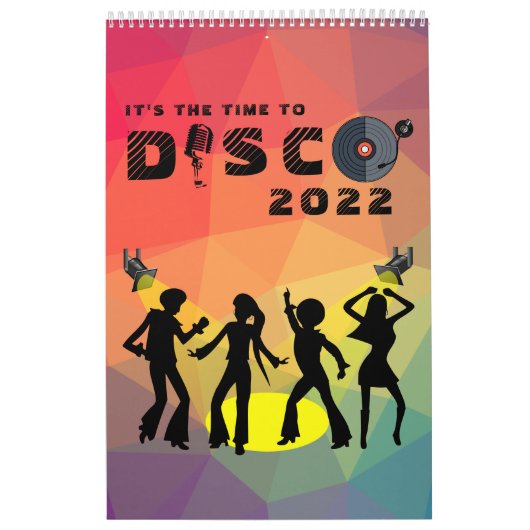 Disco-dansvloer retro multicolor viering kalender (Hoes)