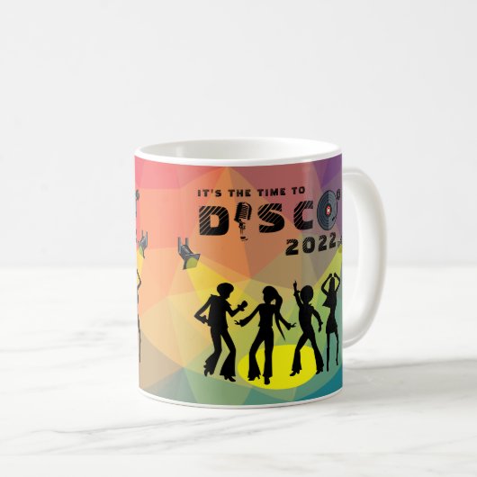Disco-dansvloer retro multicolor viering koffiemok (Voorkant rechts)