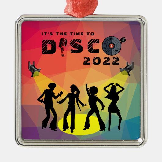Disco-dansvloer retro multicolor viering metalen ornament (Voorkant)