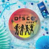 Disco-dansvloer retro multicolor viering papieren bordje (Feest)