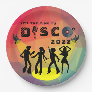 Disco-dansvloer retro multicolor viering papieren bordje