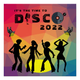 Disco-dansvloer retro multicolor viering perfect poster