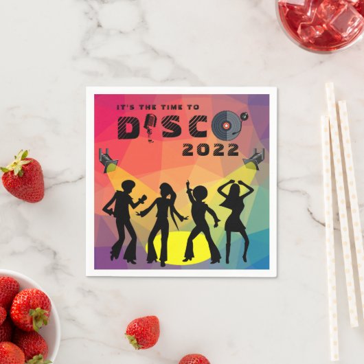 Disco-dansvloer retro multicolor viering servet (Insitu)