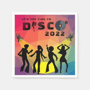 Disco-dansvloer retro multicolor viering servet