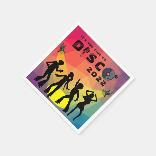 Disco-dansvloer retro multicolor viering servet (Hoek)