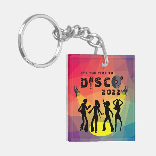 Disco-dansvloer retro multicolor viering sleutelhanger (Voorkant Links)