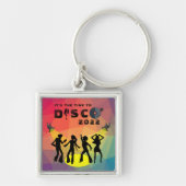Disco-dansvloer retro multicolor viering sleutelhanger (Voorkant)
