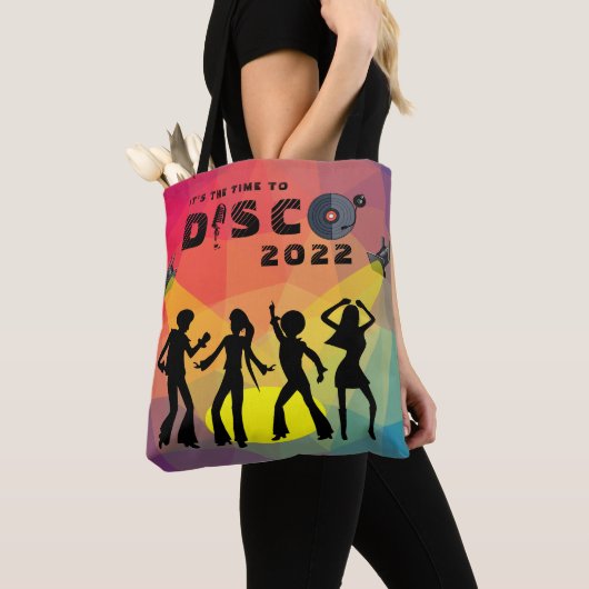 Disco-dansvloer retro multicolor viering tote bag (Dichtbij)