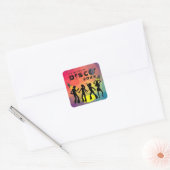 Disco-dansvloer retro multicolor viering vierkante sticker (Envelop)