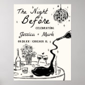 Disco de avond voor bruiloft welkom teken poster (Voorkant)