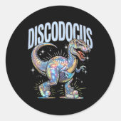 Disco Dinosaur Diplodocus 70s Dino Dansen Funny D Ronde Sticker (Voorkant)