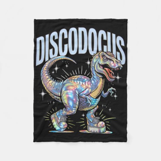 Disco Dinosaur Diplodocus 70s Dino Dansen Grappig Fleece Deken (Voorkant)