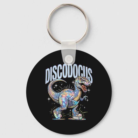Disco Dinosaur Diplodocus 70s Dino Dansen Grappige Sleutelhanger (Voorkant)