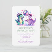 Disco Dinosaur Watercolor Verjaardagsfeest Kaart (Staand voorkant)