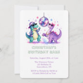 Disco Dinosaur Watercolor Verjaardagsfeest Kaart (Voorkant)