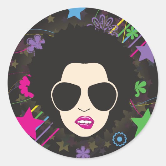 Disco ~ Disco Queen Funky jaren 80 Muziek Ronde Sticker (Voorkant)