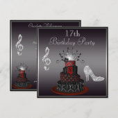 Disco Diva Cake, Silver Heels 17th Birthday Kaart (Voorkant / Achterkant)