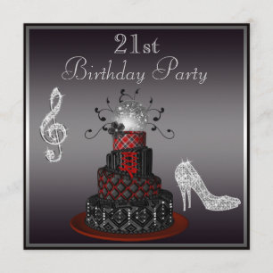 Disco Diva Cake, Silver Heels 21st Birthday Kaart