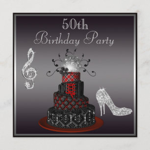 Disco Diva Cake, Silver Heels 50th Birthday Kaart