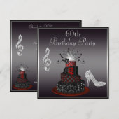 Disco Diva Cake, Silver Heels 60th Birthday Kaart (Voorkant / Achterkant)