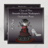 Disco Diva Cake, Silver Heels Graduation Party Kaart (Voorkant / Achterkant)