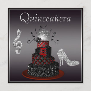 Disco Diva Cake, Silver Sparkle Heels Quinceanera Kaart