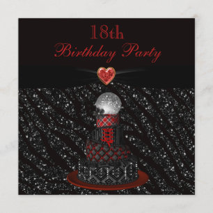 Disco Diva Cake Zebra Glitter Print 18e verjaardag Kaart