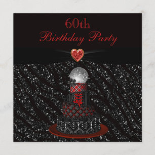 Disco Diva Cake Zebra Glitter Print 60e verjaardag Kaart