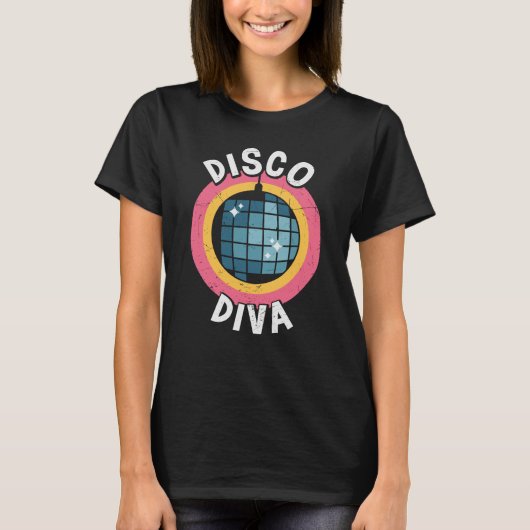 Disco diva Silver Diso-spiegelbal T-shirt (Voorkant)