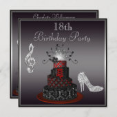 Disco Diva taart, zilveren hakken 18e verjaardag Kaart (Voorkant / Achterkant)