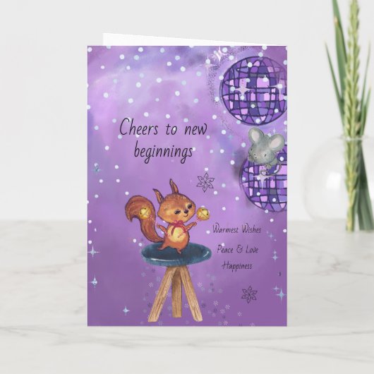 Disco Diva Whimsical Music Girls Happy New Year  Feestdagen Kaart (Achterkant)