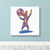 Disco Dog Delight � Grappige 70s Feest Pup Canvas Afdruk (Insitu (Houten vloer))