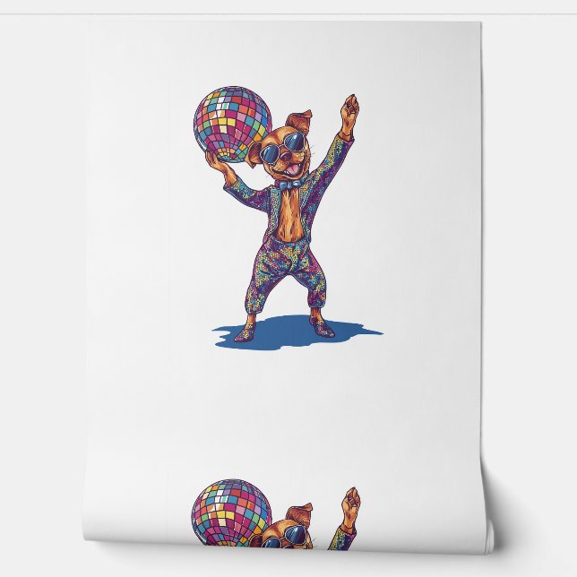 Disco Dog Delight - Grappige 70s Party Pup Behang (Afrollen)