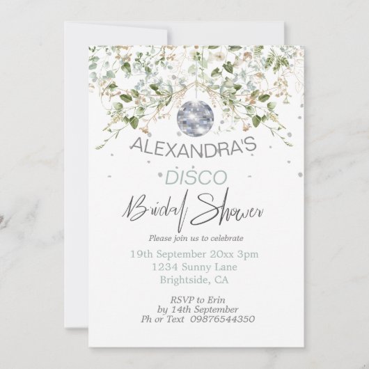 Disco Dusty Blue Floral Ball Vrijgezellenfeest Kaart (Voorkant)
