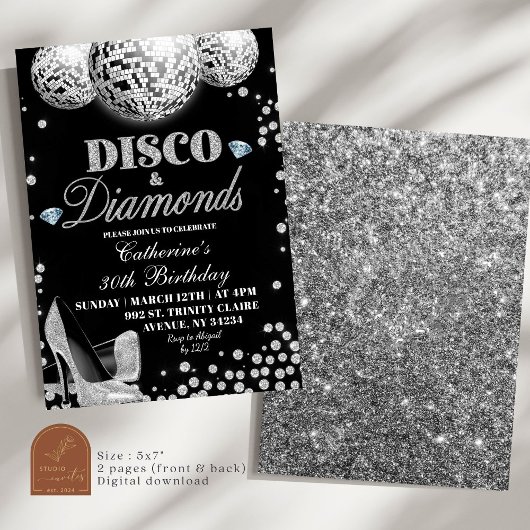 Disco en diamanten volwassen verjaardagsfeest kaart