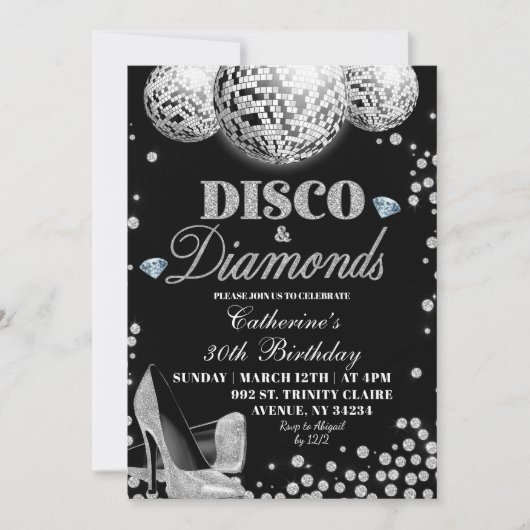 Disco en diamanten volwassen verjaardagsfeest kaart (Voorkant)