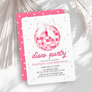 Disco Feest Roze Disco Bal Boog Meisje Verjaardag Kaart