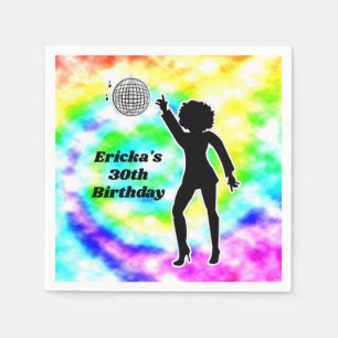 Disco Feest Tie Dye Volwassene Retro Verjaardagsfe Servet