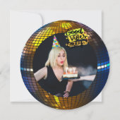 Disco Fever: Aangepaste Retro Disco Bal Uitnodigin Kaart (Achterkant)