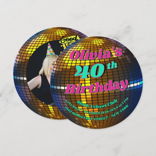 Disco Fever: Aangepaste Retro Disco Bal Uitnodigin Kaart (Voorkant / Achterkant)