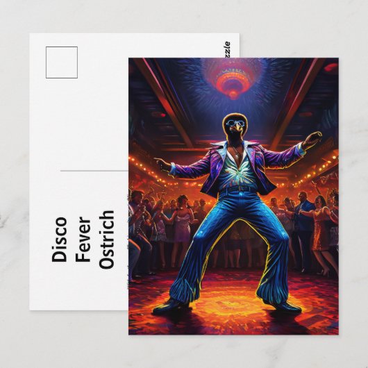 Disco Fever Struisvogel Briefkaart (Voorkant / Achterkant)