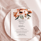 Disco Floral Burnt Sinaasappel Terracota Bruiloft Kaart