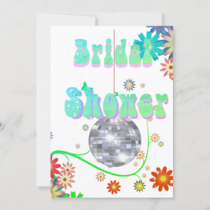 Disco Floral Retro Modern Bridal Shower Kaart