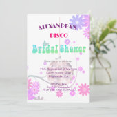 Disco Floral Retro Paarse Bridal Shower Kaart (Staand voorkant)