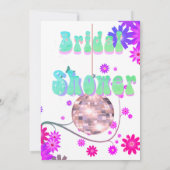 Disco Floral Retro Paarse Bridal Shower Kaart (Achterkant)
