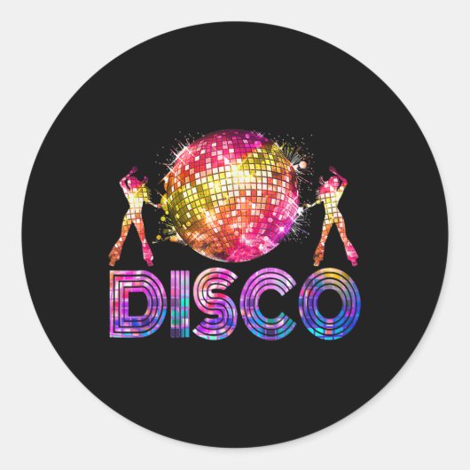 Disco Funny 70s Retro Thema Dancing Queen Ronde Sticker (Voorkant)