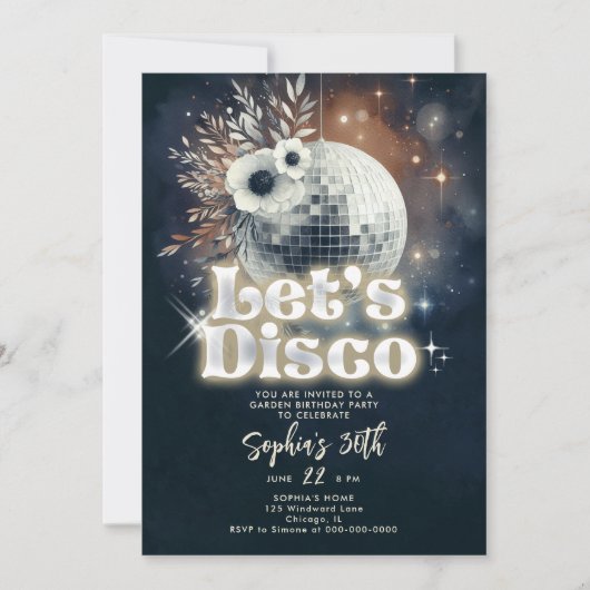 Disco Garden Party 70s Retro Black 30ste verjaarda Kaart (Voorkant)