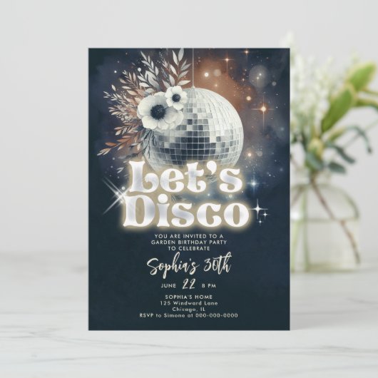 Disco Garden Party 70s Retro Black 30ste verjaarda Kaart (Staand voorkant)