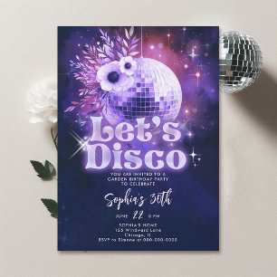 Disco Garden Party 70s Retro Paarse 30ste verjaard Kaart